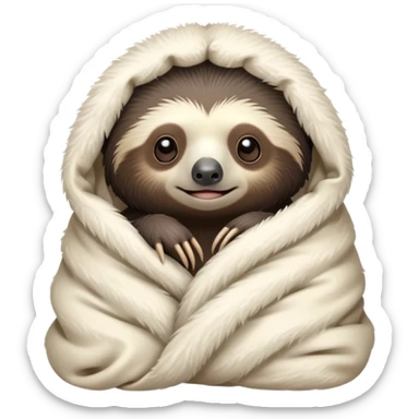Baby sloth bear cozy in blanket  sticker