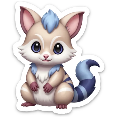 Shiny cute kawaii innocent baby Furret-Absol-Noibat-Hybrid (Full body) sticker