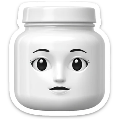 We need a new emoji representing a hair mask jar. It should look like a beauty or hair care product container (similar to a cream jar or tub), without any face, eyes, or expressions. Just the product itself, simple and clean, so people can use it when talking about hair care routines. sticker