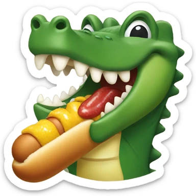 Alligator eating a corn dog sticker