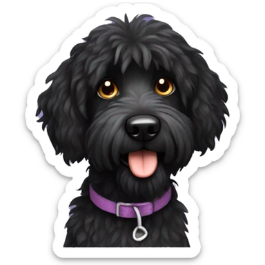 Scruffy black Australian doodle dog  sticker