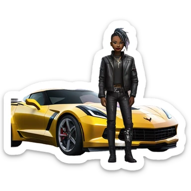 cyber punk next to corvette sticker