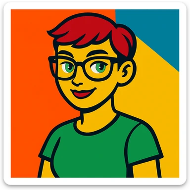 Change the shirt color to green, keep everything else the same, in a style suitable for editing. sticker