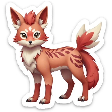 Male cute cool exotic anime-styled Falvie-Fionbri-fantasy-creature-Fakémon-Pokémon, full body, with markings sticker