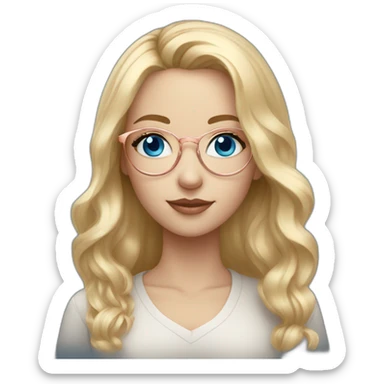 A Russian Girl with Blue eyes, Rosegold glasses and Blond hair sticker