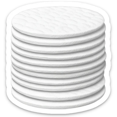 A long pile of 100 round flat thin cotton pads sticker