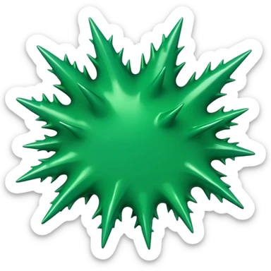A glossy green paint splash with irregular spiky edges on a transparent background. sticker