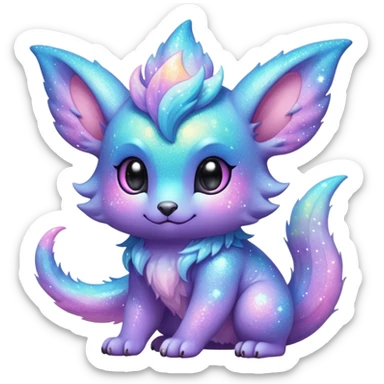 Pastel cute nebula furry realistic glittery Randomly-faerie-drake-colored sparkly exotic Fakémon-creature sticker