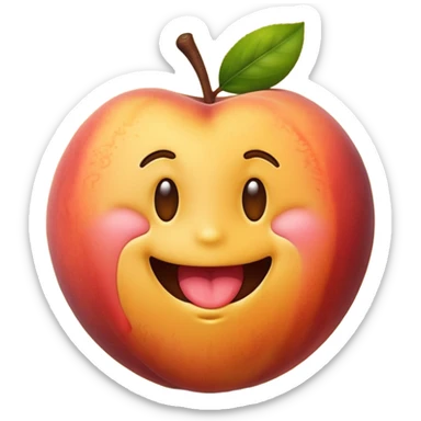 A smiley emoji licking a brown peach emoji sticker