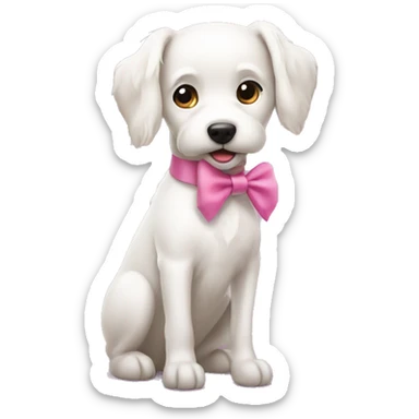 White dog with pink bow sticker