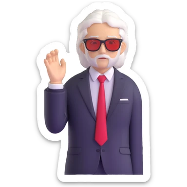 Satoru Gojo anime character with white hair, black suit, red tie, and sunglasses sticker