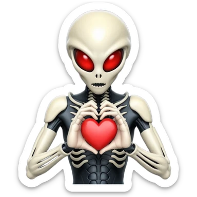 black xenomorph from the movie Alien making heart sign sticker