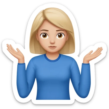 A girl shrugging his shoulders with a 6 above his left hand and a 7 above his right hand. sticker