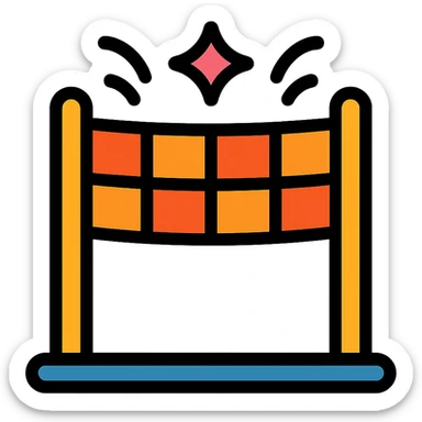 colored icon of a finish line, celebratory, clear and simple sticker