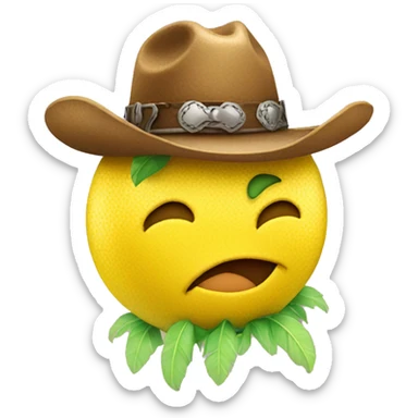 Winking lemon in a cowboy hat and feather boa sticker