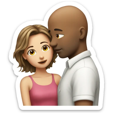 Bald man kissing brown haired girl sticker