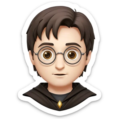 Cinematic Realistic Harry Potter Pop Culture Emoji, featuring a mystical, enchanted portrayal inspired by the iconic wizard rendered with lifelike magical details and dynamic lighting. sticker