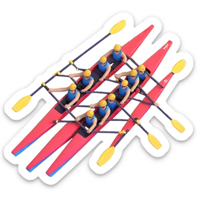 four-person Olympic rowing boat with professional racing style, four rowers included, detailed, top-down view sticker