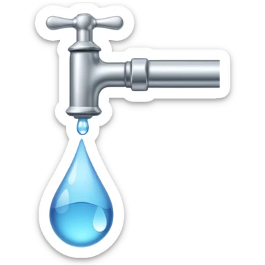 a tap with a small water droplet at the end sticker