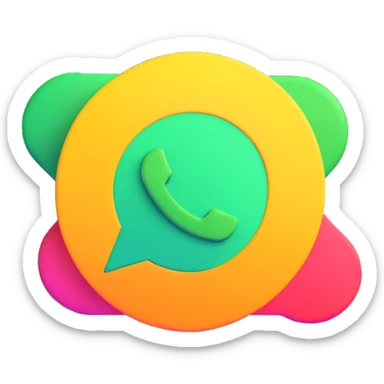 WhatsApp logo, 3D effect, vibrant colors, playful style sticker