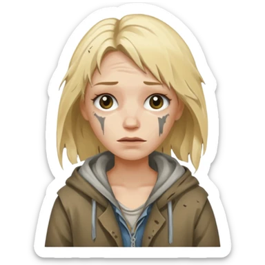 a homeless blonde woman sticker