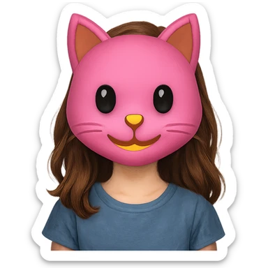 face with pink cat mask emoji, digital illustration girl, remove background sticker