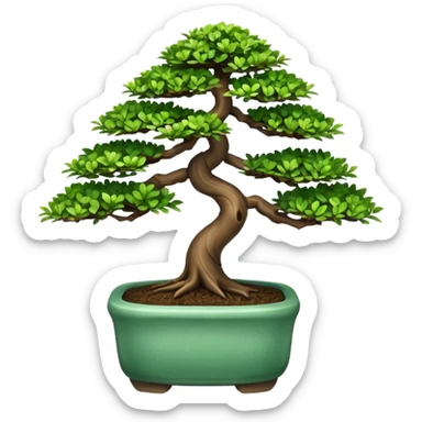 Bonsai Tree – Miniature tree in small pot, trimmed carefully. sticker