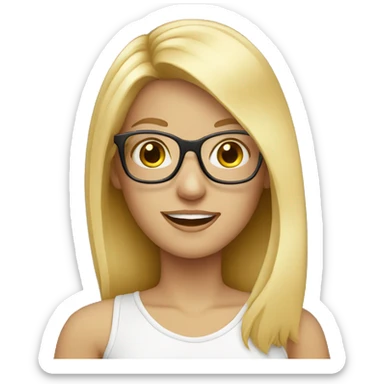 Blonde girl with glasses holding a phone sticker
