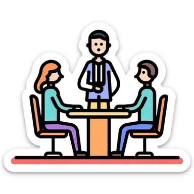 client meeting with business people at conference table sticker