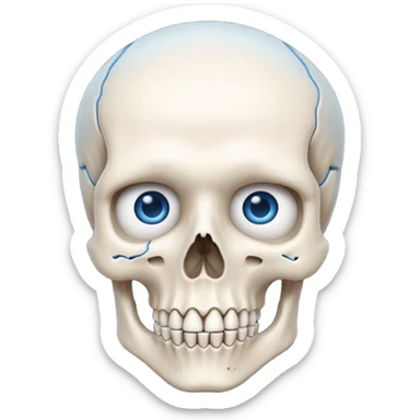 a bone head structure with lone jawline blue eyes total bones appear  sticker