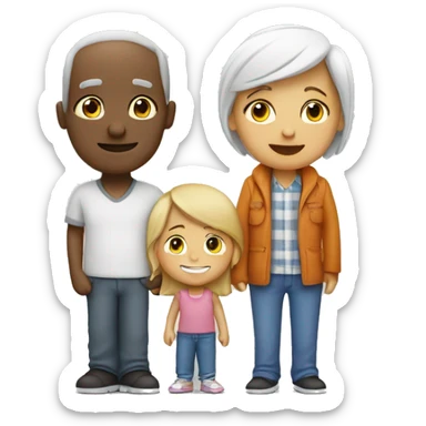 une famille blanche avec deux parents, une fille et un garçon sticker