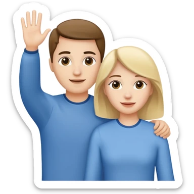 heterosexual couple seen from behind waving goodbye sticker