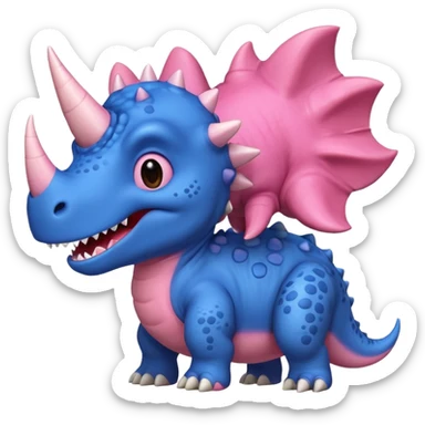 Triceratops cute pink kawei in love with Blue t-Rex  sticker