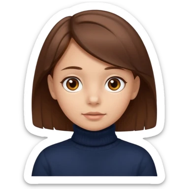 Niña pelo castaño, ojos marrones, 5 años jersey cuello vuelto sticker