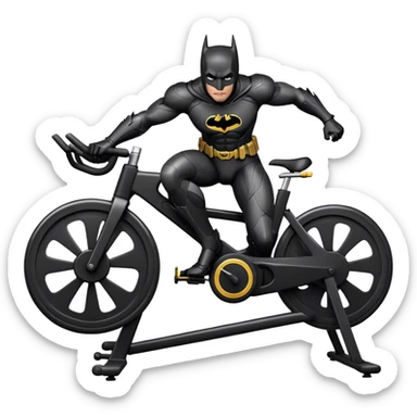 black Batman suit on a spinning bike sticker