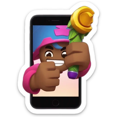 Spike de brawl stars avec un téléphone dans les mains sticker