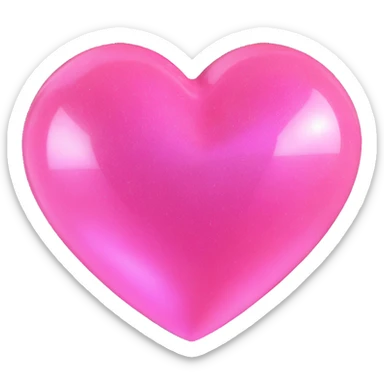 3D emoji style pink heart with holographic shimmer effect sticker