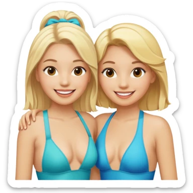2 women light skin blonde hair with swinsuit sticker