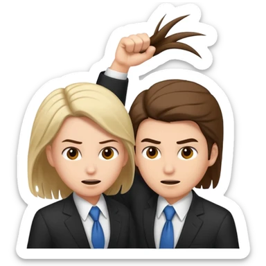 concurrents, deux chefs d'entreprise qui se tire les cheveux ils se battent  sticker