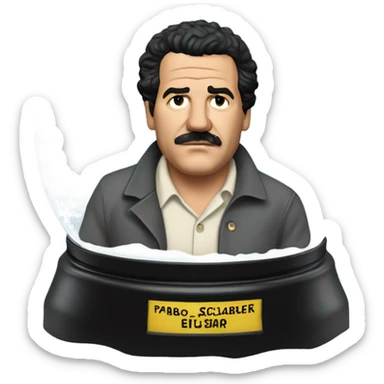 pablo escobar in snowing ball sticker
