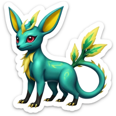 Dark Shiny Edgy Exotic Electrike-Salandit-Leafeon-Umbreon-Fakémon-hybrid-creature (full body)  sticker