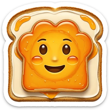 orange marmalade spread on toast, cute emoji style sticker