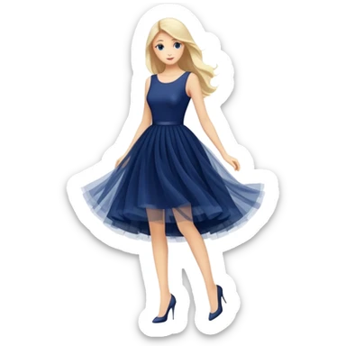 Navy blue dress with tulle skirt sticker