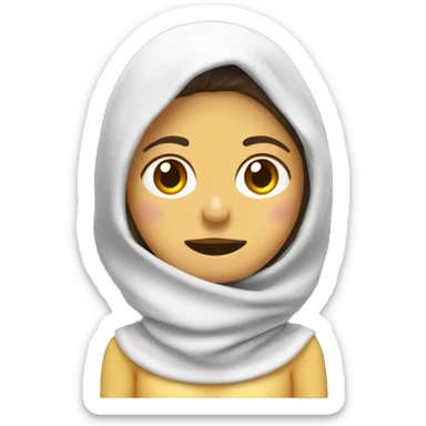 Chica con albornoz, toalla en la cabeza y mascarilla en la cara sticker