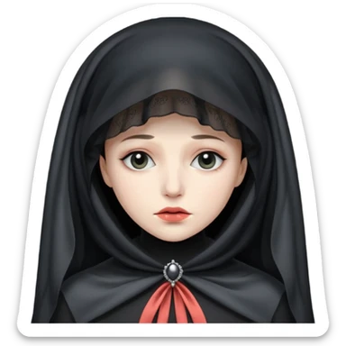 create a widow lady with a black hat and a veil over her face sticker