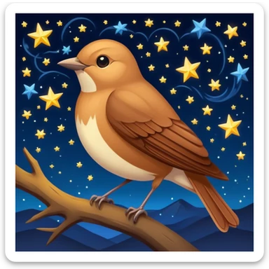 nightingale against starry night sky sticker