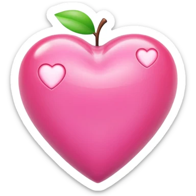 Apple-style 3D emoji of a shiny pink  heart, smooth and glossy surface, simple and elegant design, no background. sticker