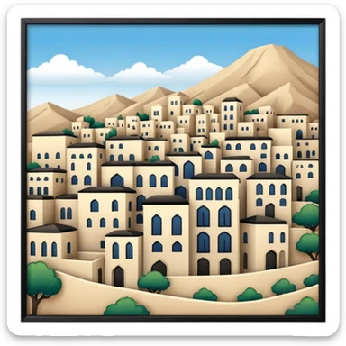 little city and many, small, ordinary, simple, home, Iranian-style, 1980  sticker