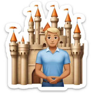 Visionary entrepreneur imagining completed castle instead of building blocks sticker