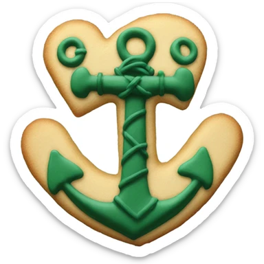 cookie heart with dark green anchor sticker
